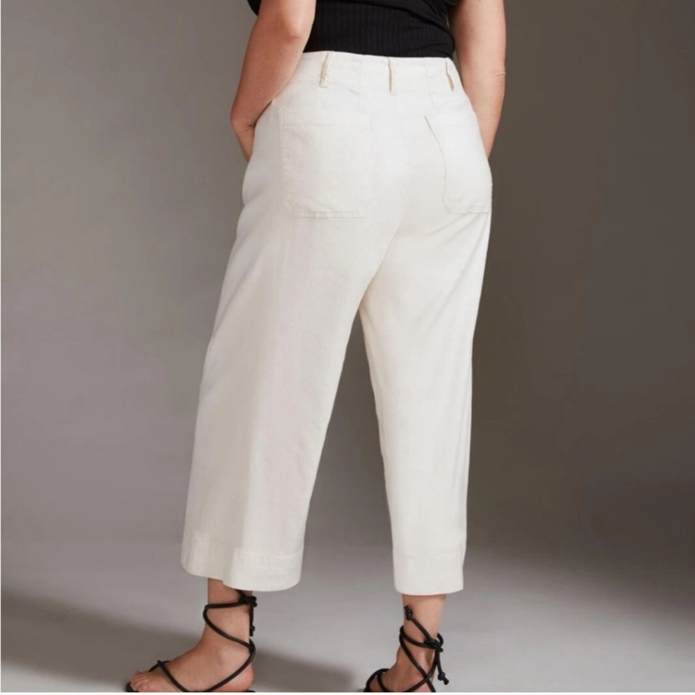 Anthropologie Maeve Cream Colette Linen Crop Pants - Picture 3 of 11